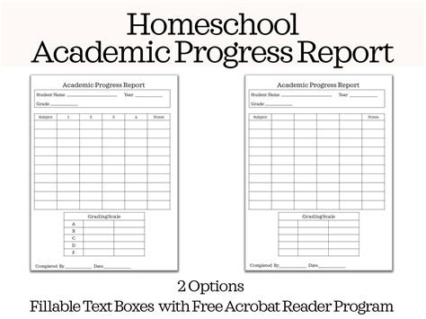 home school progress report template
